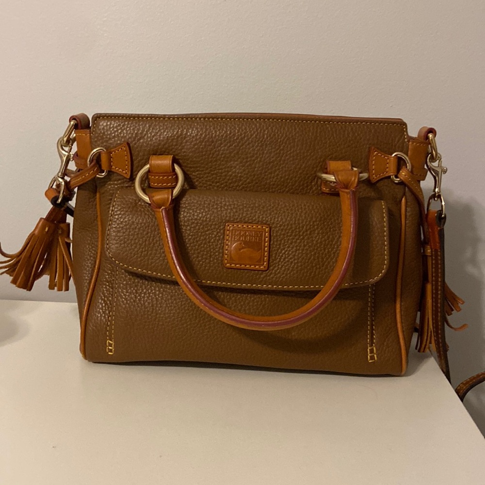Dooney & Bourke Brown Pebble Leather Satchel Handbag